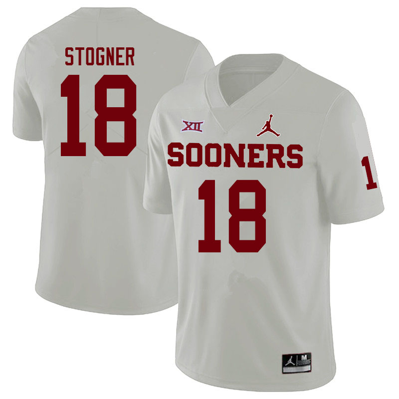 Men #18 Austin Stogner Oklahoma Sooners Jordan Brand College Football Jerseys Sale-White